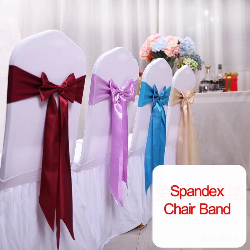 Bridal Sash Ribbon - 25 adet saten Spandex sandalye kılıfı
