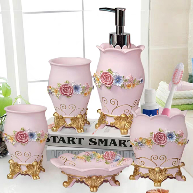Wedding Bathroom Supply Kit - 5 adet moda banyo malzemeleri reçine