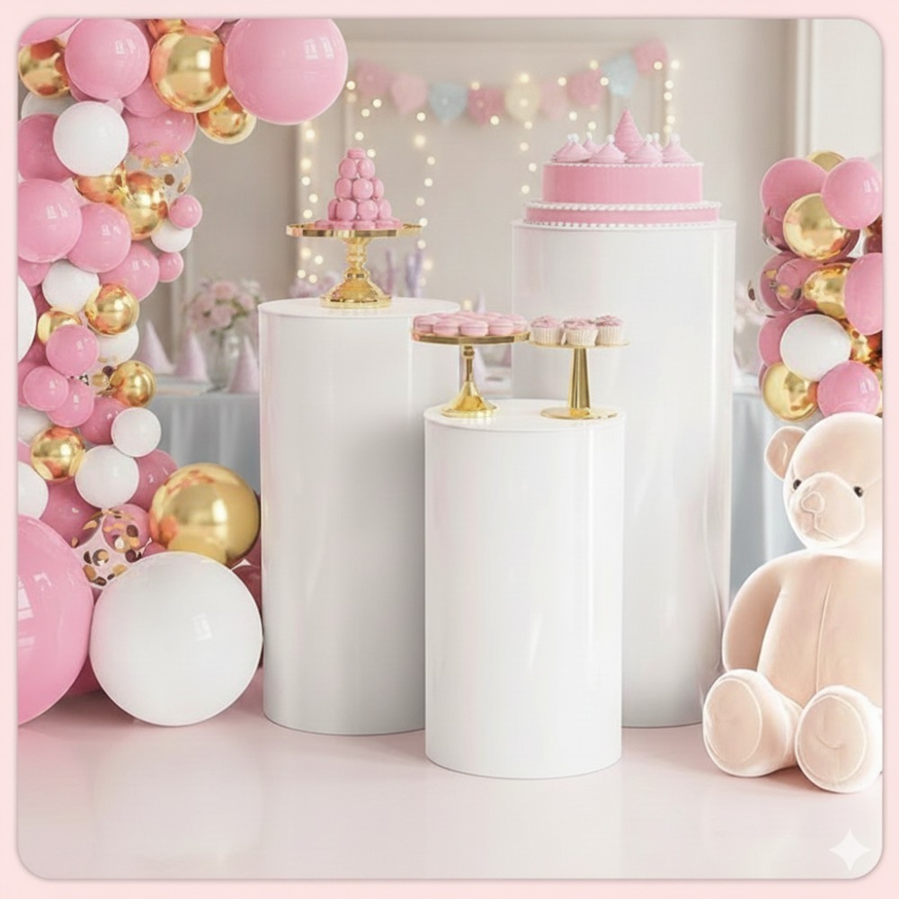 3/5 Adet Beyaz Silindir Kaide  - Wedding Party Supply incelemesi ve fiyatı